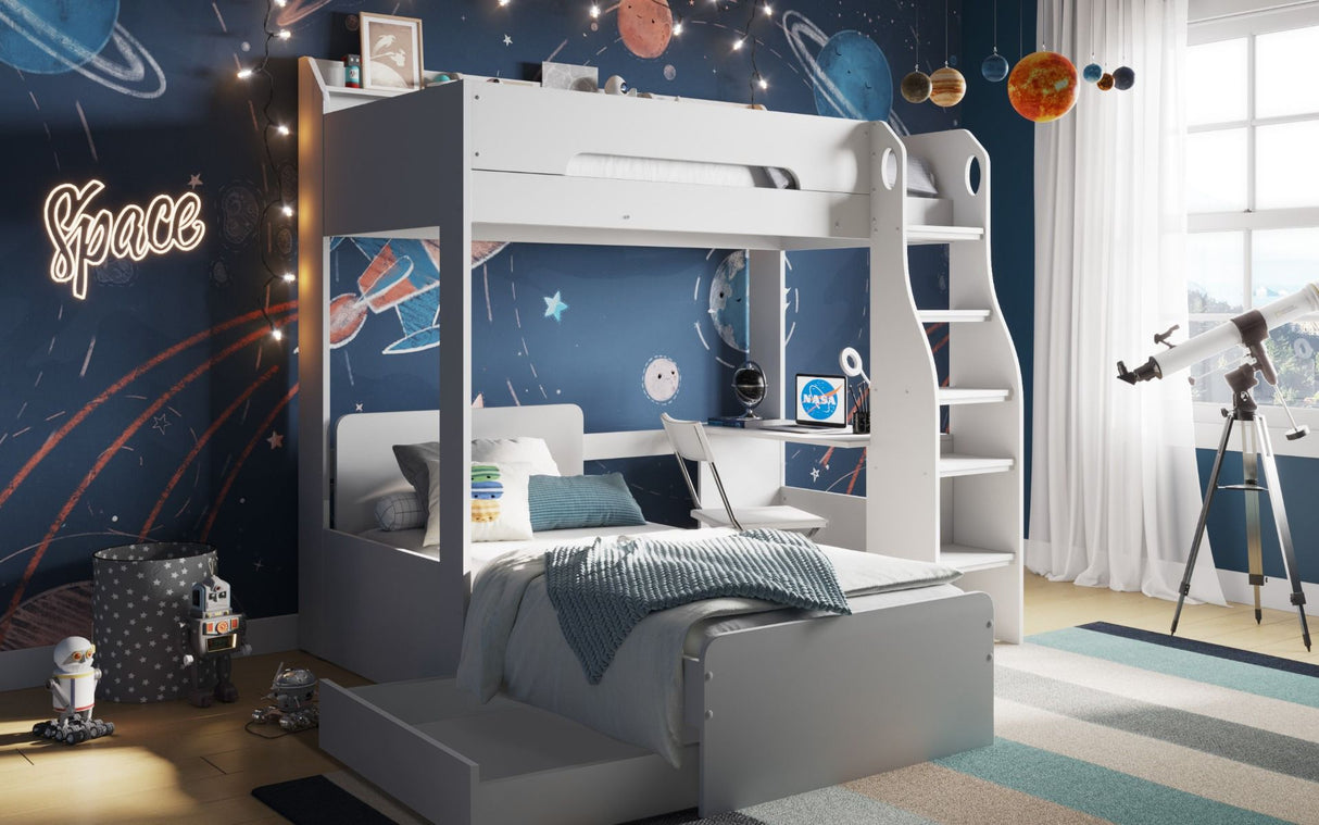 Flair Cosmic L Shaped Bunk Bed White