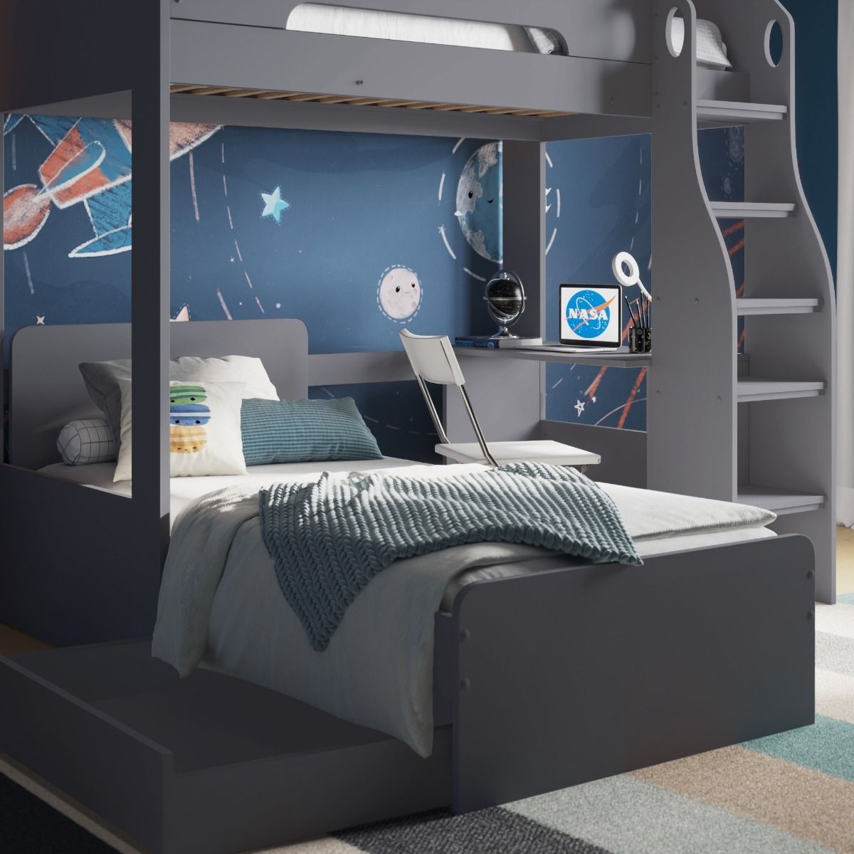 Flair Cosmic L Shaped Bunk Bed Grey