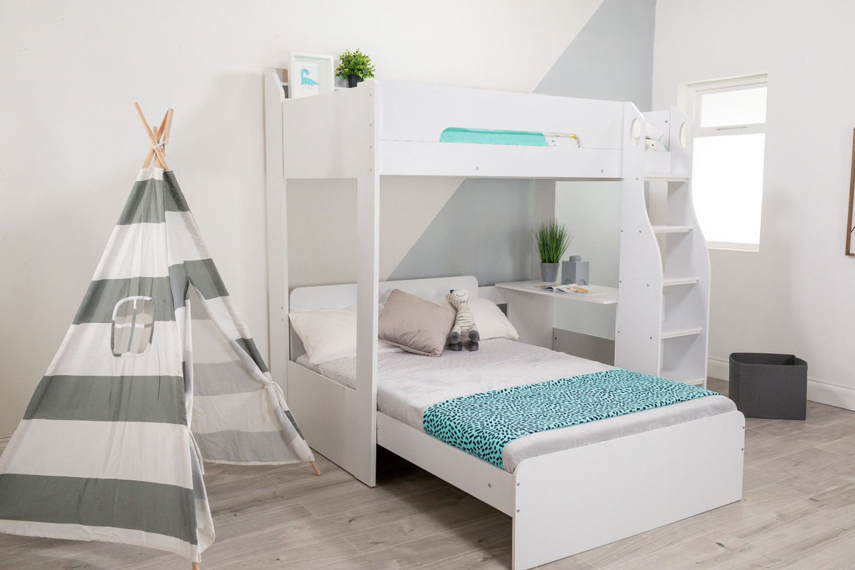 Flair Cosmic L Shaped Triple Bunk Bed White