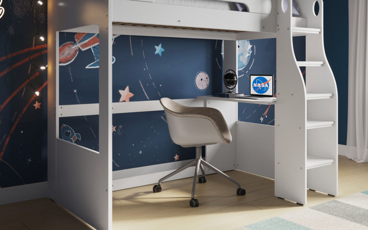 Flair Cosmic High Sleeper with Desk White