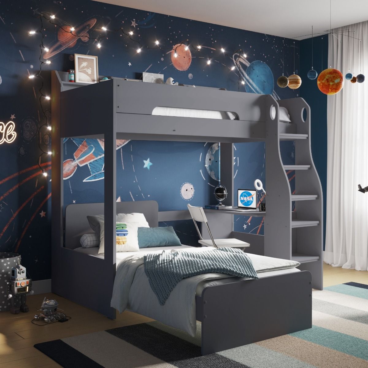 Flair Cosmic L Shaped Bunk Bed Grey