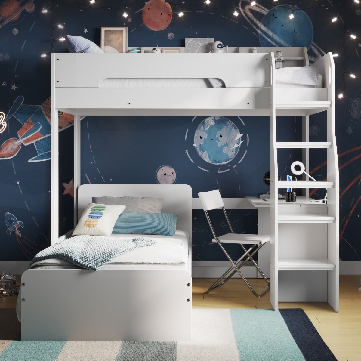 Flair Cosmic L Shaped Bunk Bed White