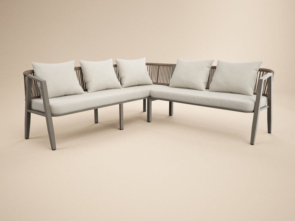SOLACE+CO Dayton Corner Sofa & Coffee Table Garden Set Beige