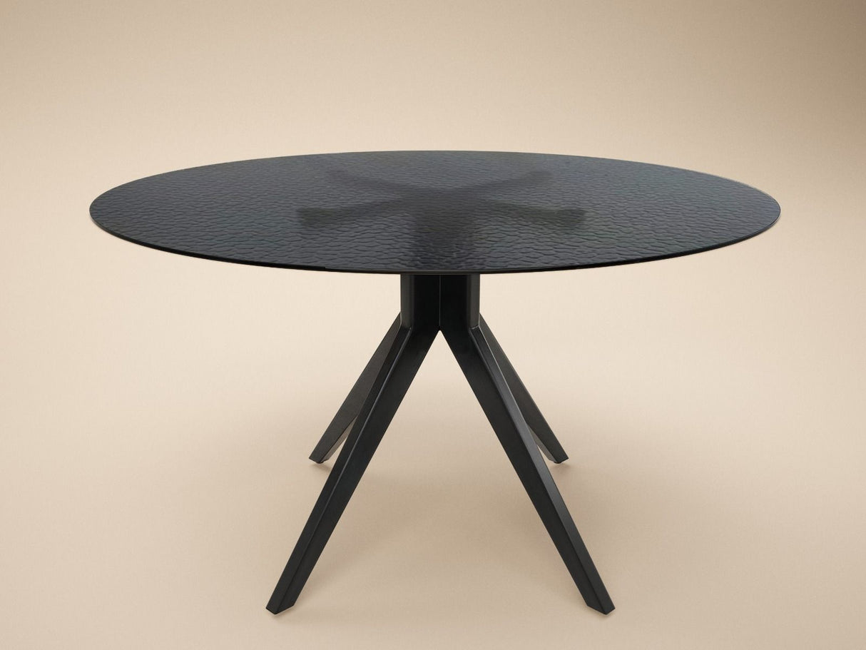 SOLACE+CO Emil Black Mottled Glass Round Dining Table