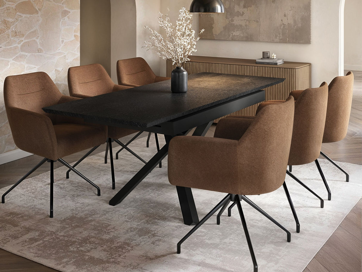 SOLACE+CO Isla Swivel Dining Chair Set of 2 Brown Chenille