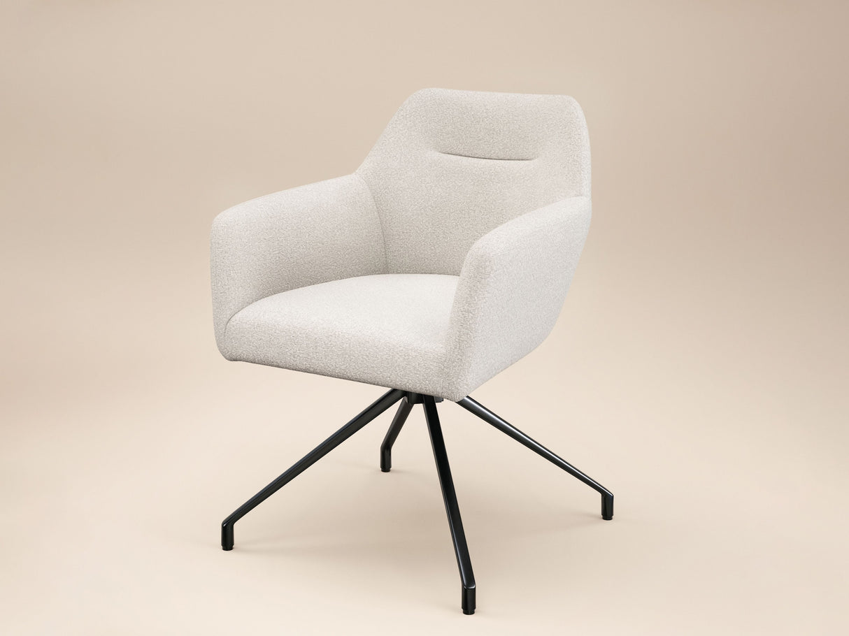 SOLACE+CO Lexi Dining Table with 4 Isla Swivel Dining Chairs Cream Boucle