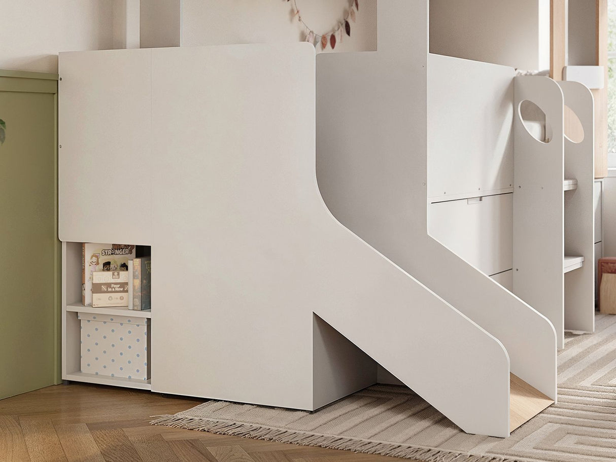Flair Dreamland House Mid Sleeper with Slide & Storage White