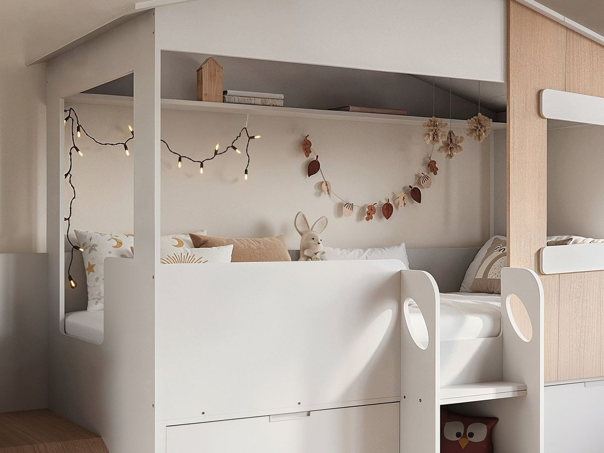 Flair Dreamland House Mid Sleeper with Slide & Storage White