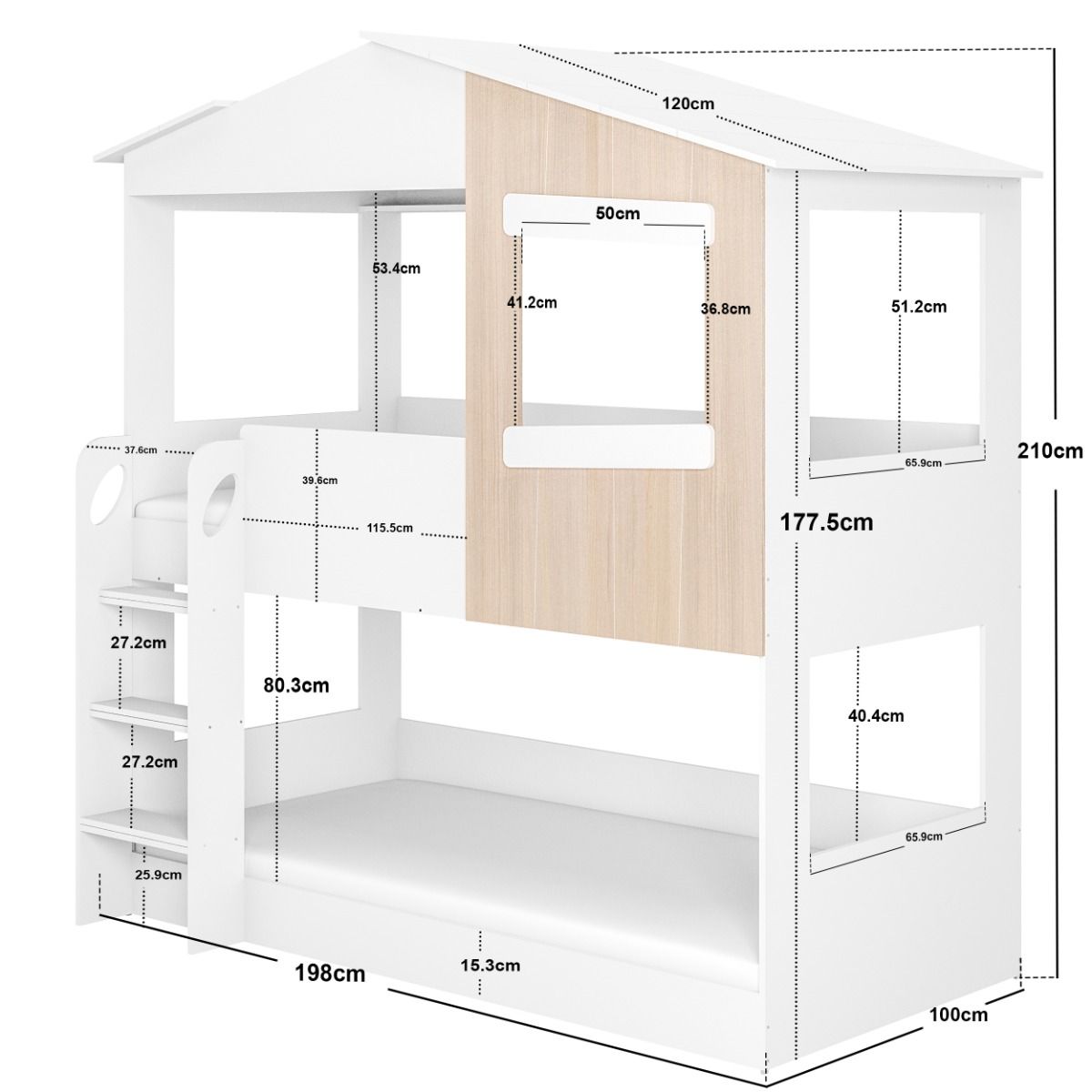 Flair Dreamland House Bunk Bed White & Oak