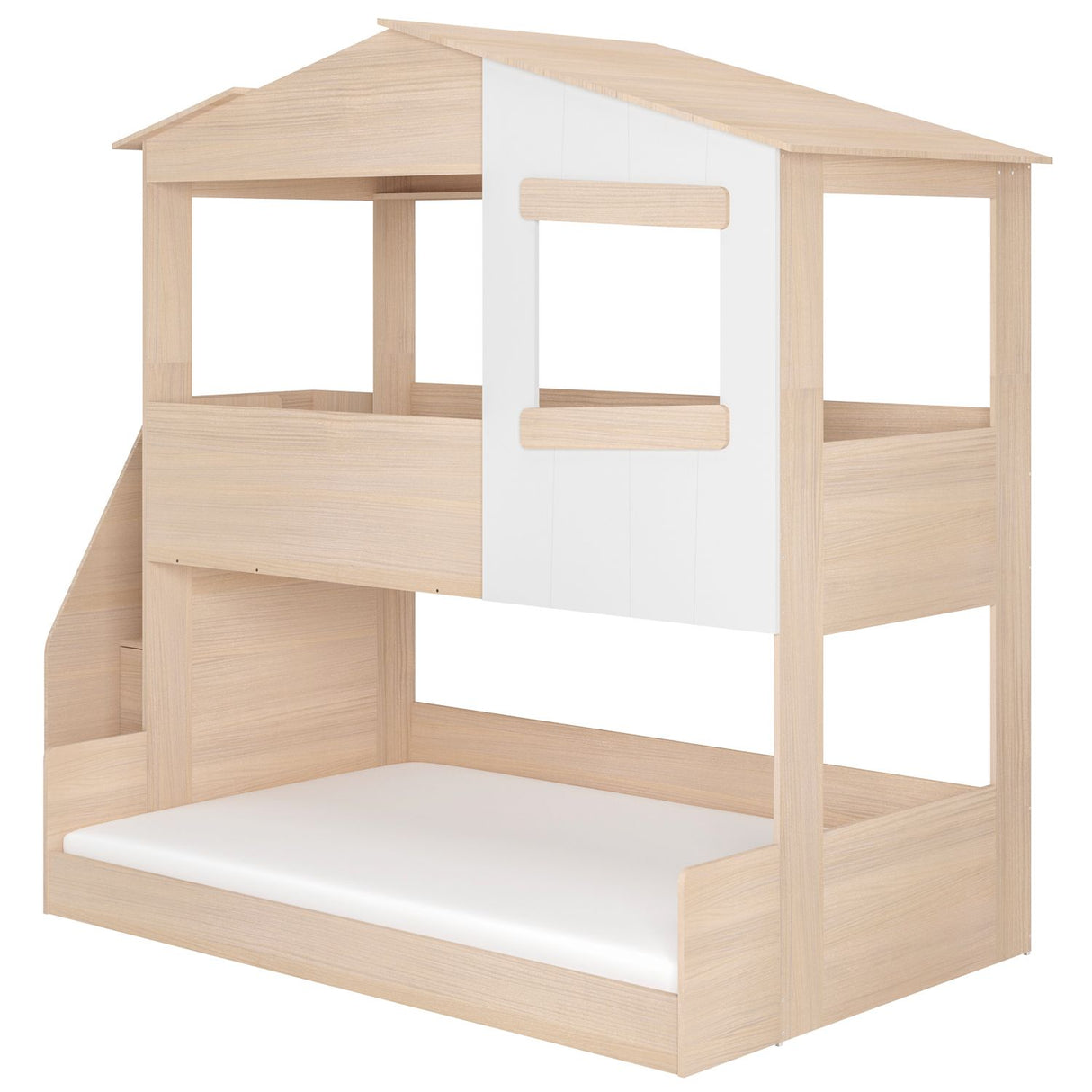Flair Dreamland House Triple Sleeper with Staircase White & Oak