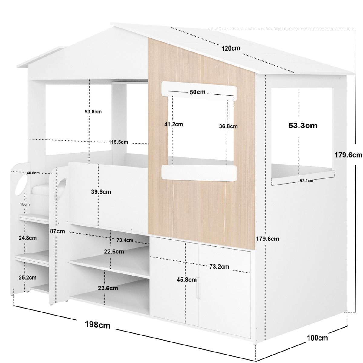 Flair Dreamland House Bed with Storage White & Oak
