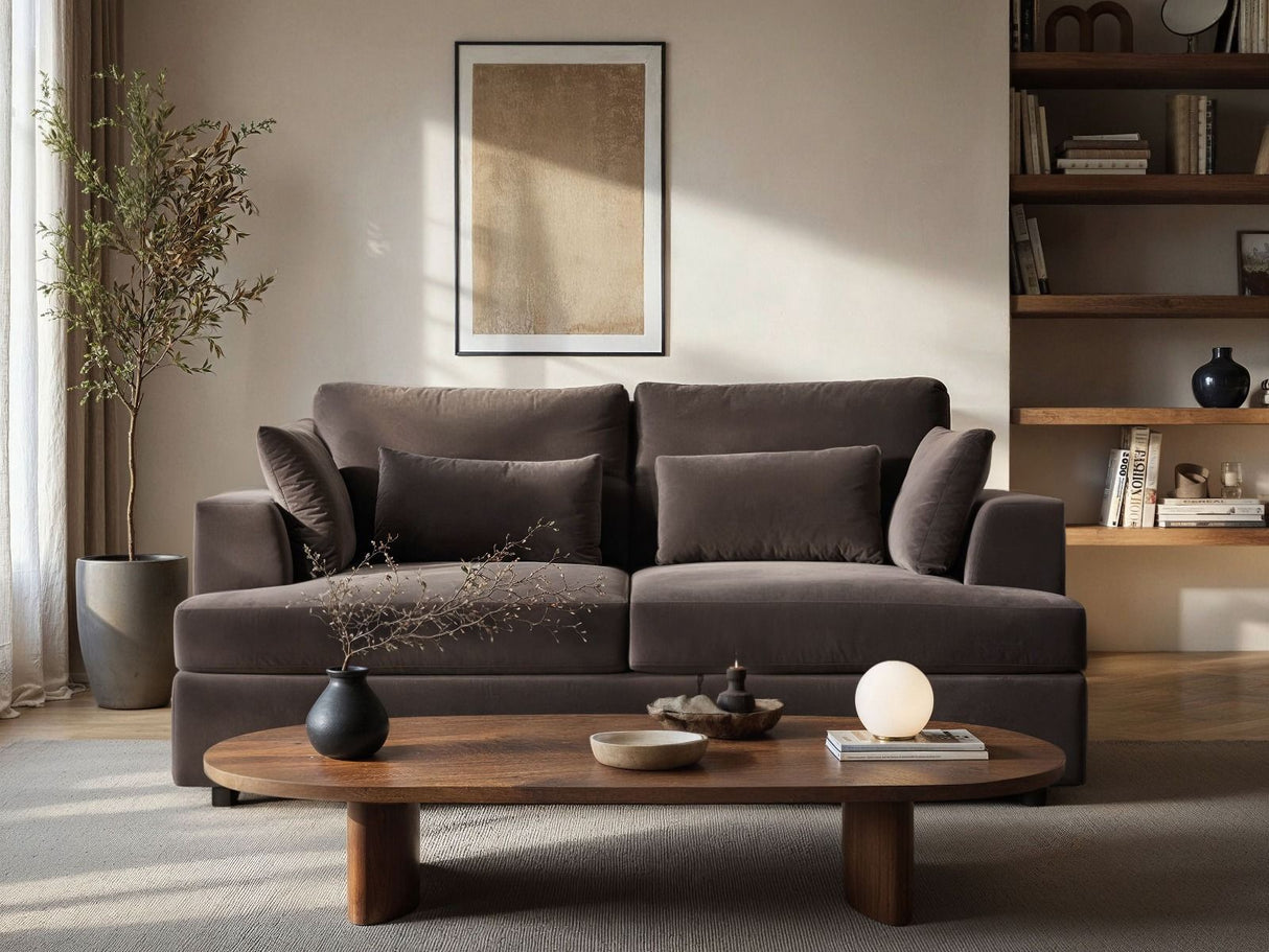 SOLACE+CO Drew 2 Seater Mocha Velvet Sofa