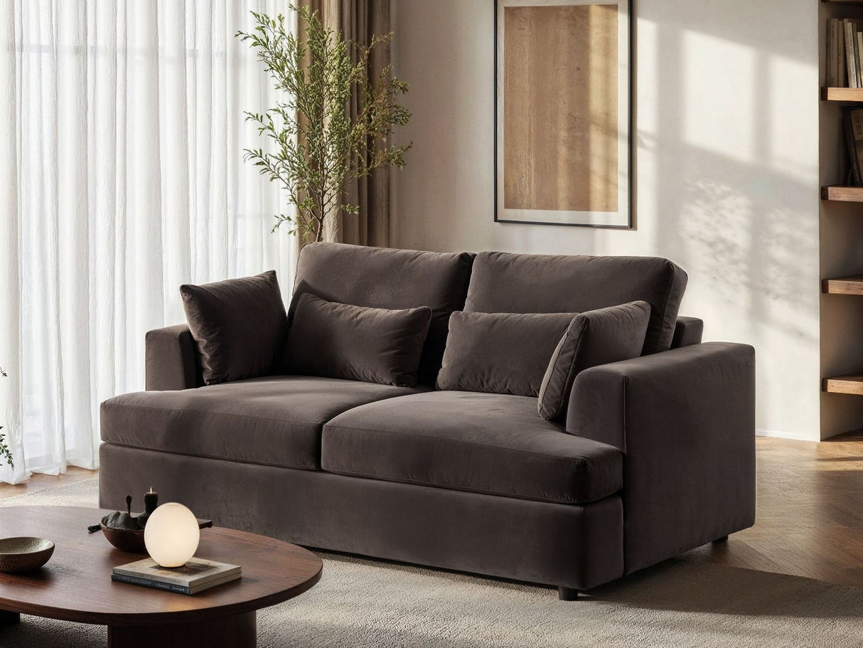 SOLACE+CO Drew 2 Seater Mocha Velvet Sofa