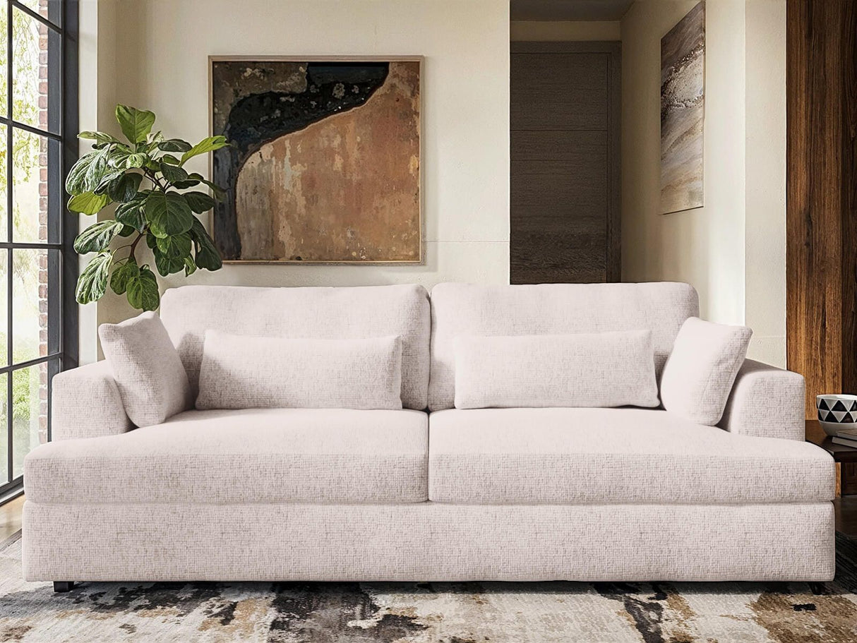 SOLACE+CO Drew 3 Seater Sofa Cream Chenille