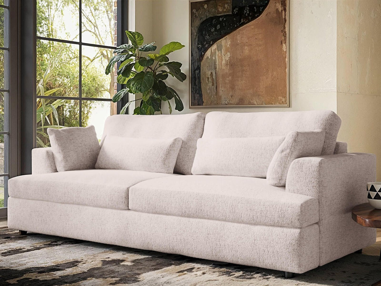 SOLACE+CO Drew 3 Seater Sofa Cream Chenille