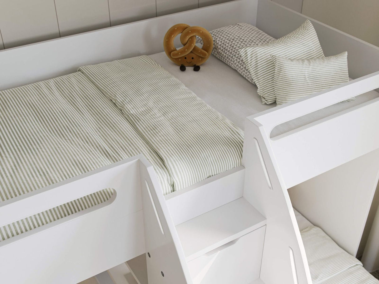 Flair Eddie Staircase Triple Bunk Bed with Storage White