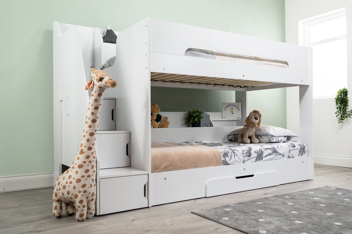 Flair Slick Staircase Bunk Bed with Storage White