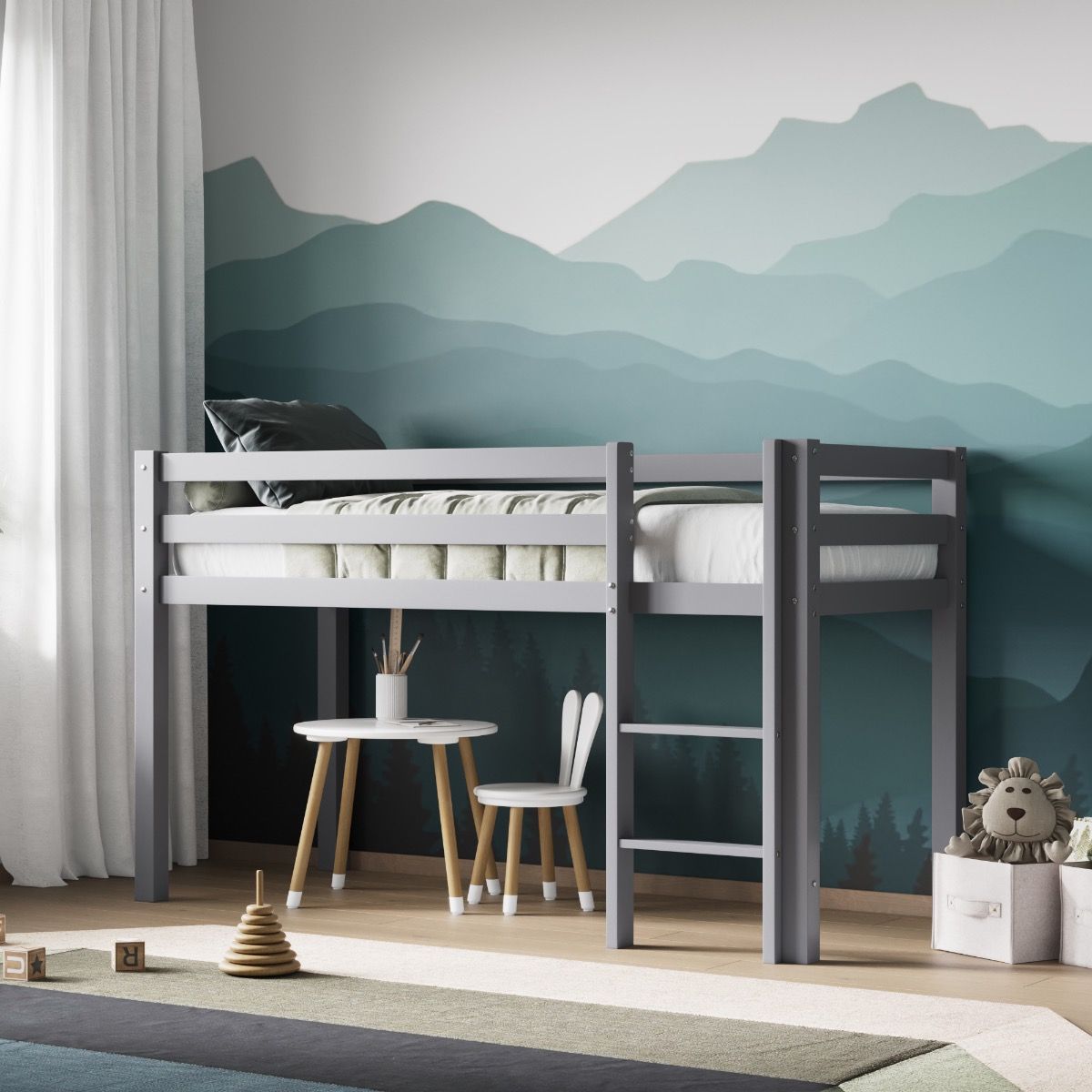 Flair Wooden Elara Shorty Mid Sleeper Grey