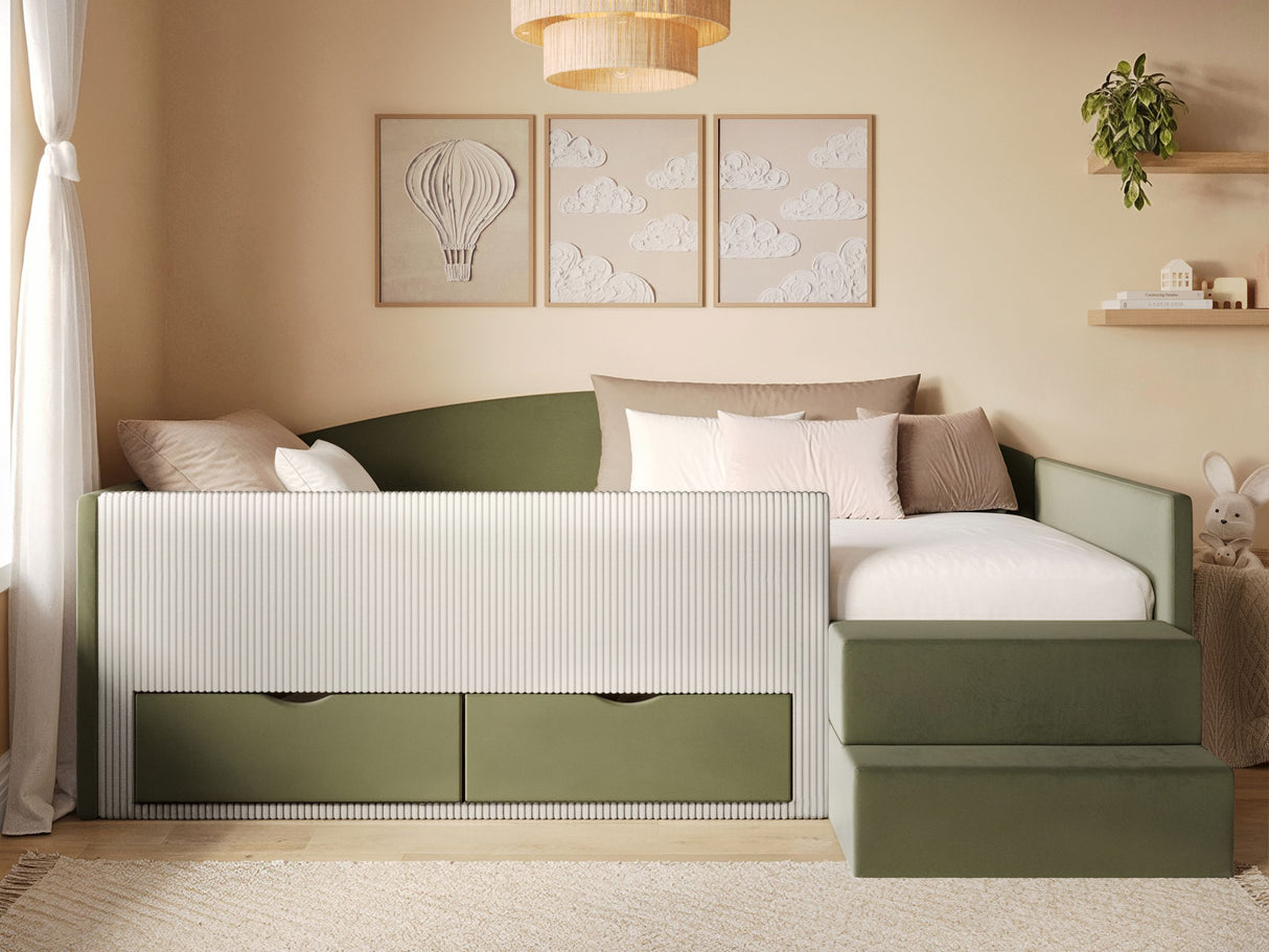 Flair Elisa Daybed Olive Green Velvet & Beige Cord