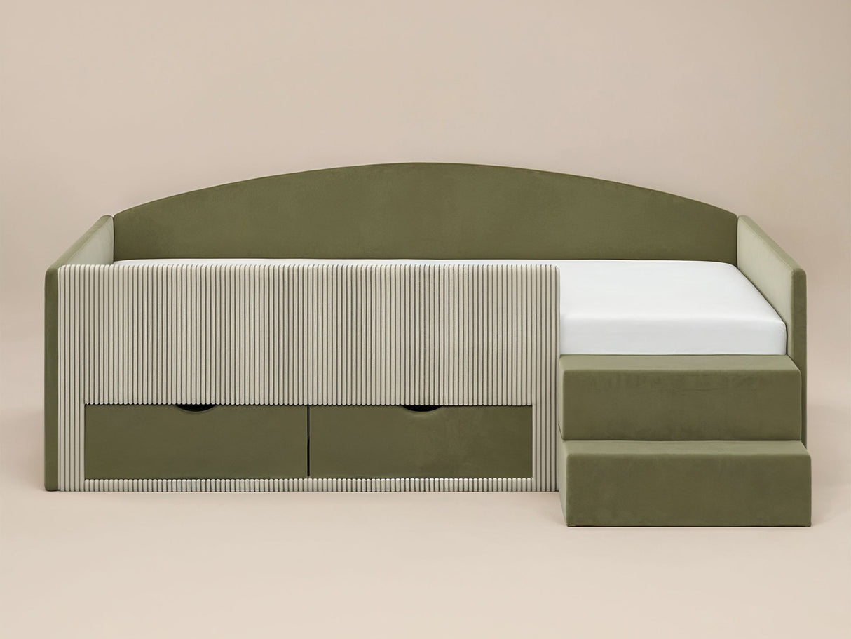Flair Elisa Daybed Olive Green Velvet & Beige Cord