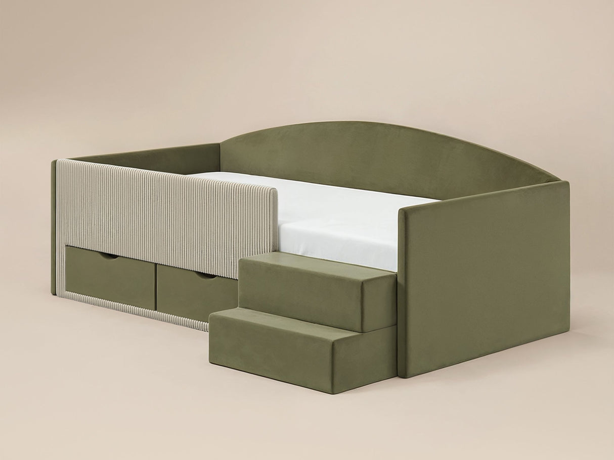 Flair Elisa Daybed Olive Green Velvet & Beige Cord