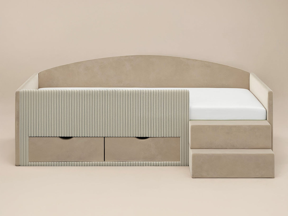 Flair Elisa Low Sleeper Bed Beige Velvet & Beige Cord