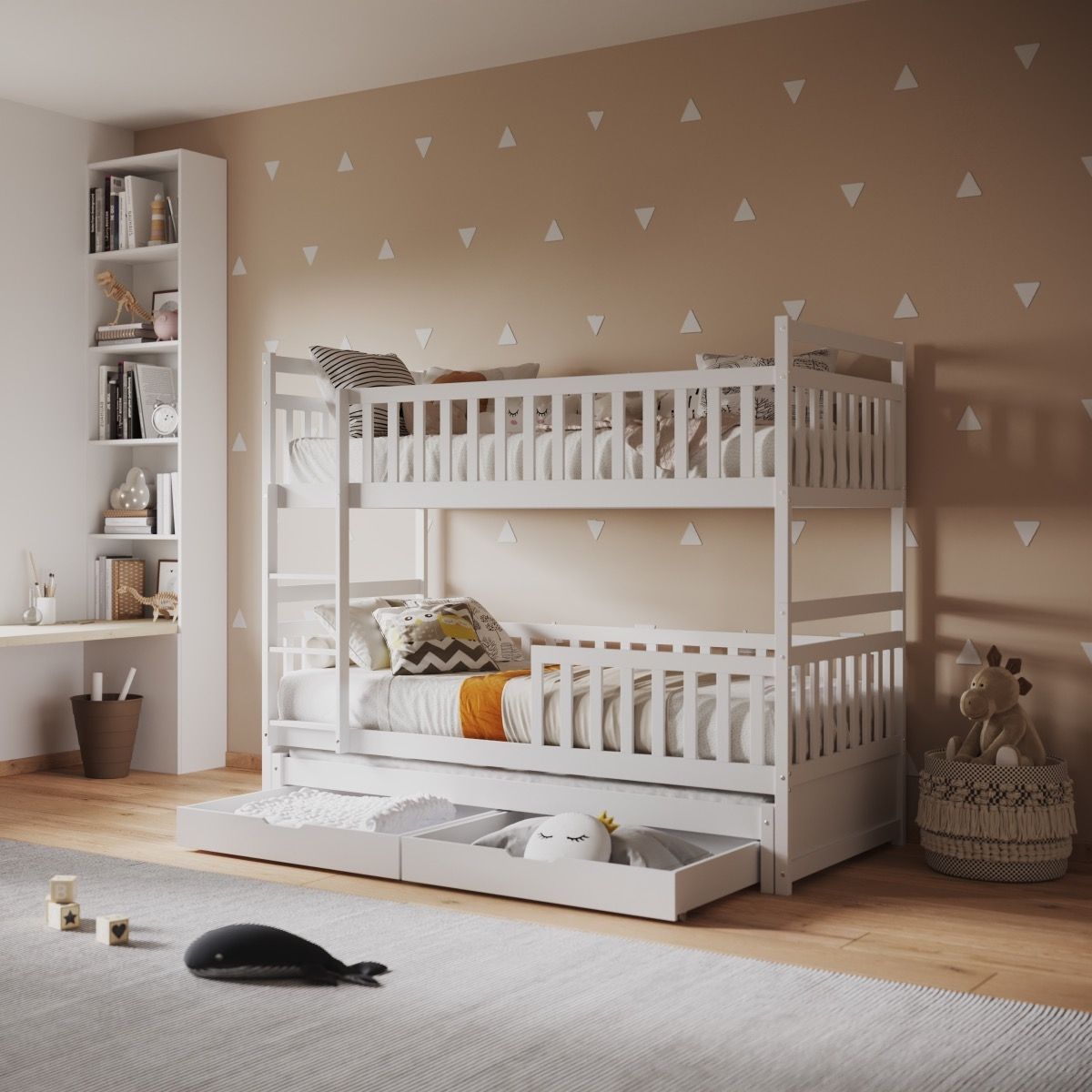 Flair Elvis Bunk Bed with Trundle & Drawers White