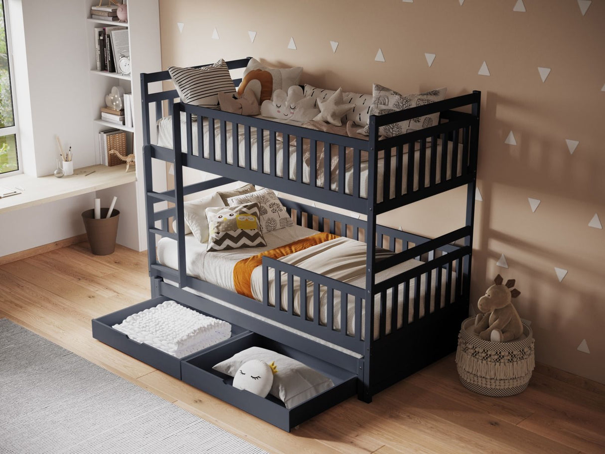 Flair Elvis Bunk Bed with Trundle & Drawers Grey