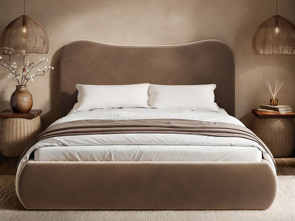 SOLACE+CO Ember Ottoman Bed Chocolate Velvet Kingsize