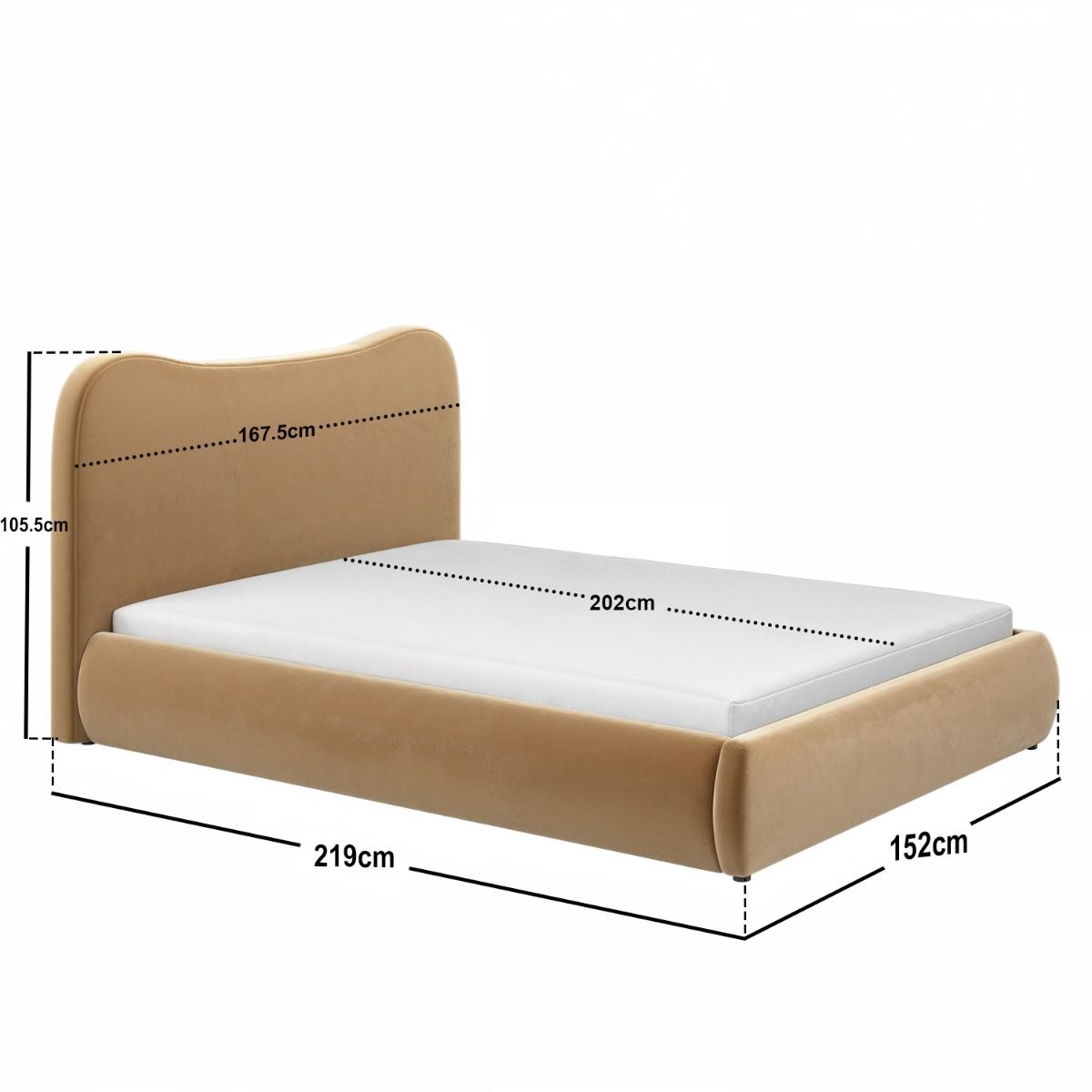 SOLACE+CO Ember Ottoman Bed Sand Velvet Kingsize