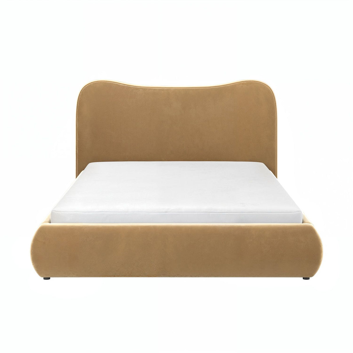 SOLACE+CO Ember Ottoman Bed Sand Velvet Kingsize