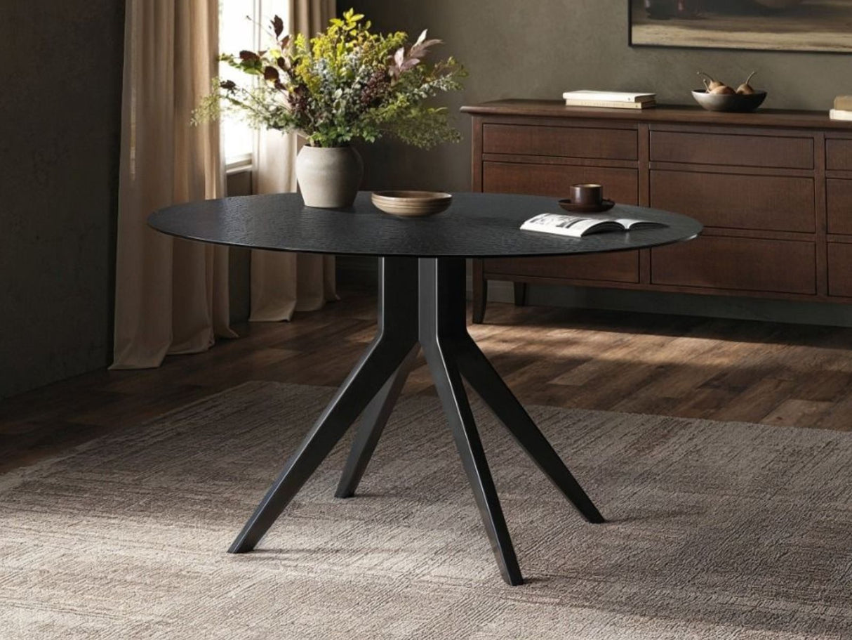 SOLACE+CO Emil Black Mottled Glass Round Dining Table