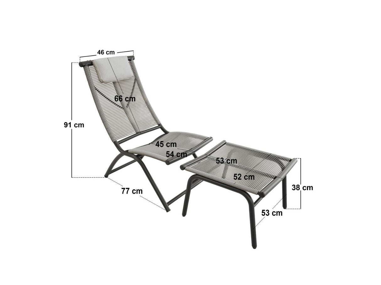 SOLACE+CO Esen Garden Lounge Chair with Footstool Dark Brown