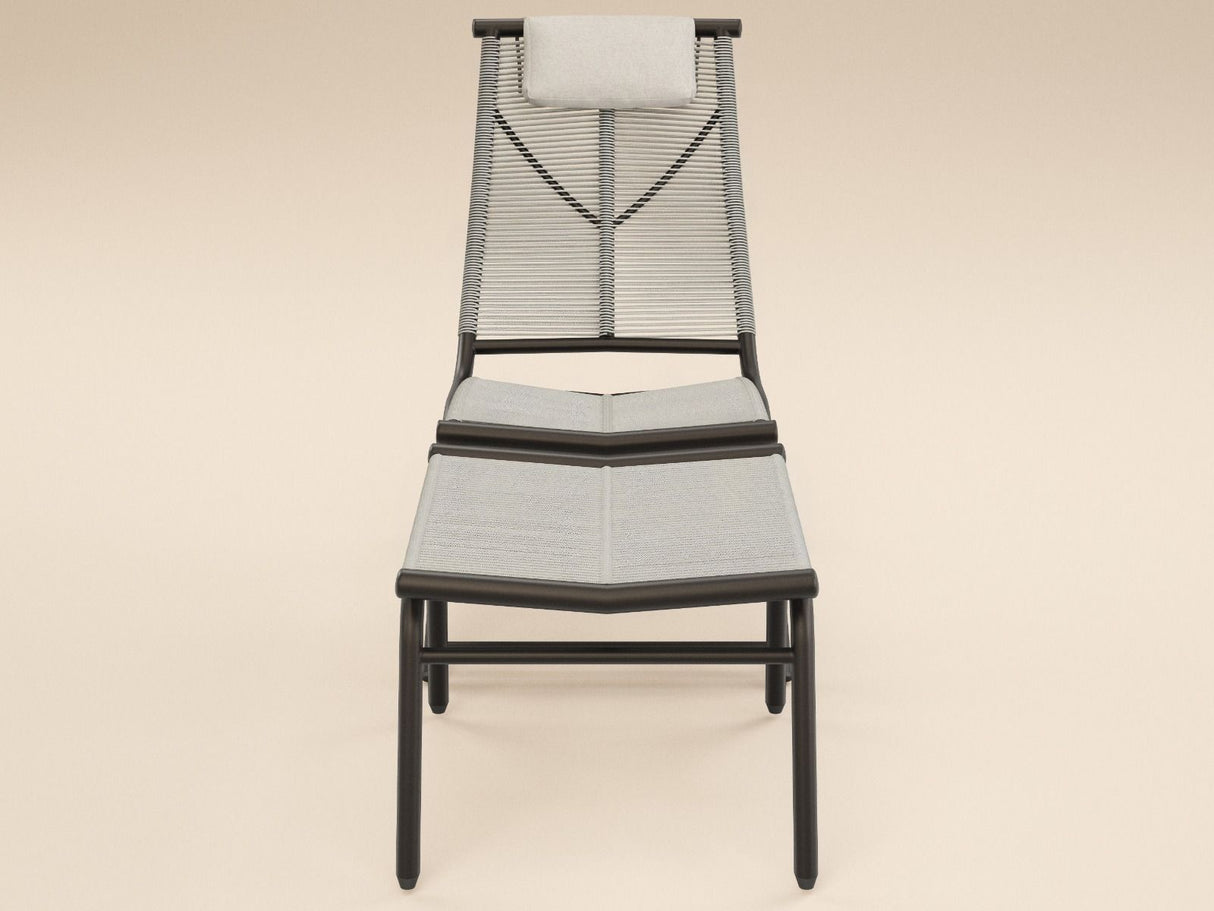 SOLACE+CO Esen Set of 2 Garden Lounge Chairs with Footstool Dark Brown