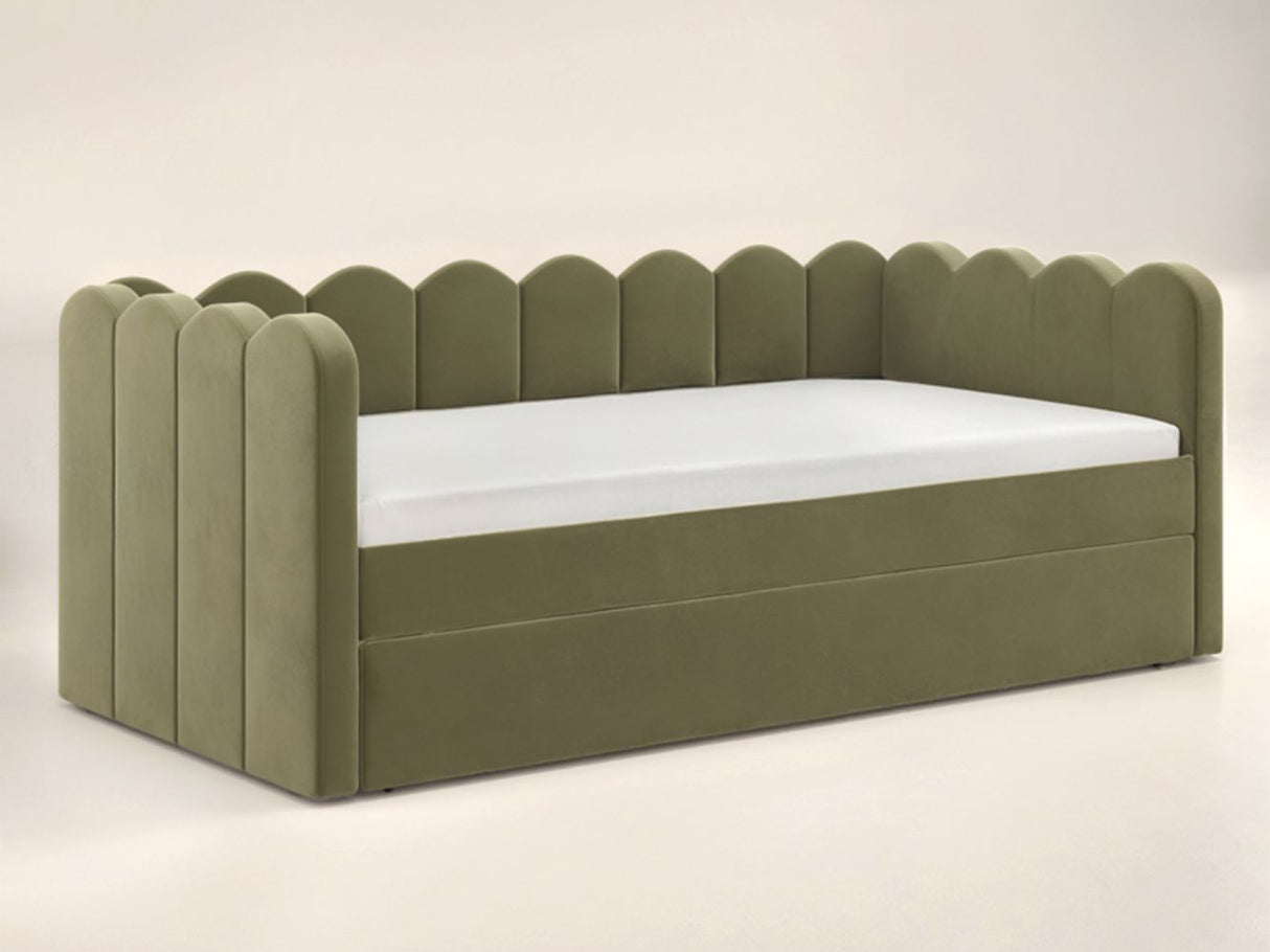 Flair Esme Cloud Day Bed with Trundle Khaki Green Velvet