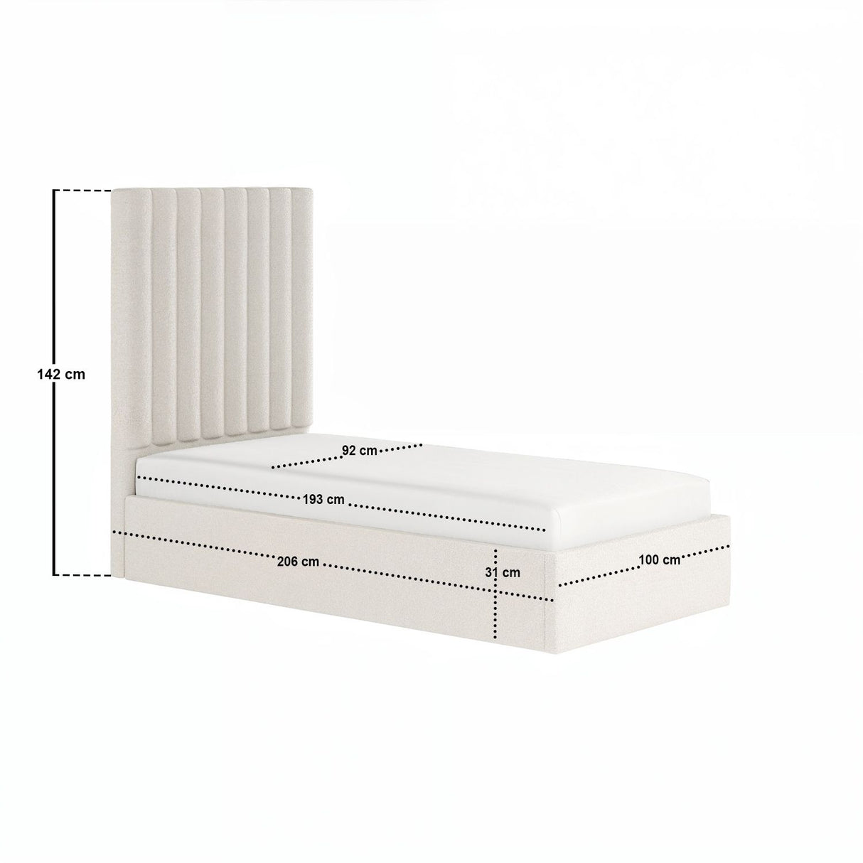 Flair Everley Single Ottoman Bed Cream Boucle