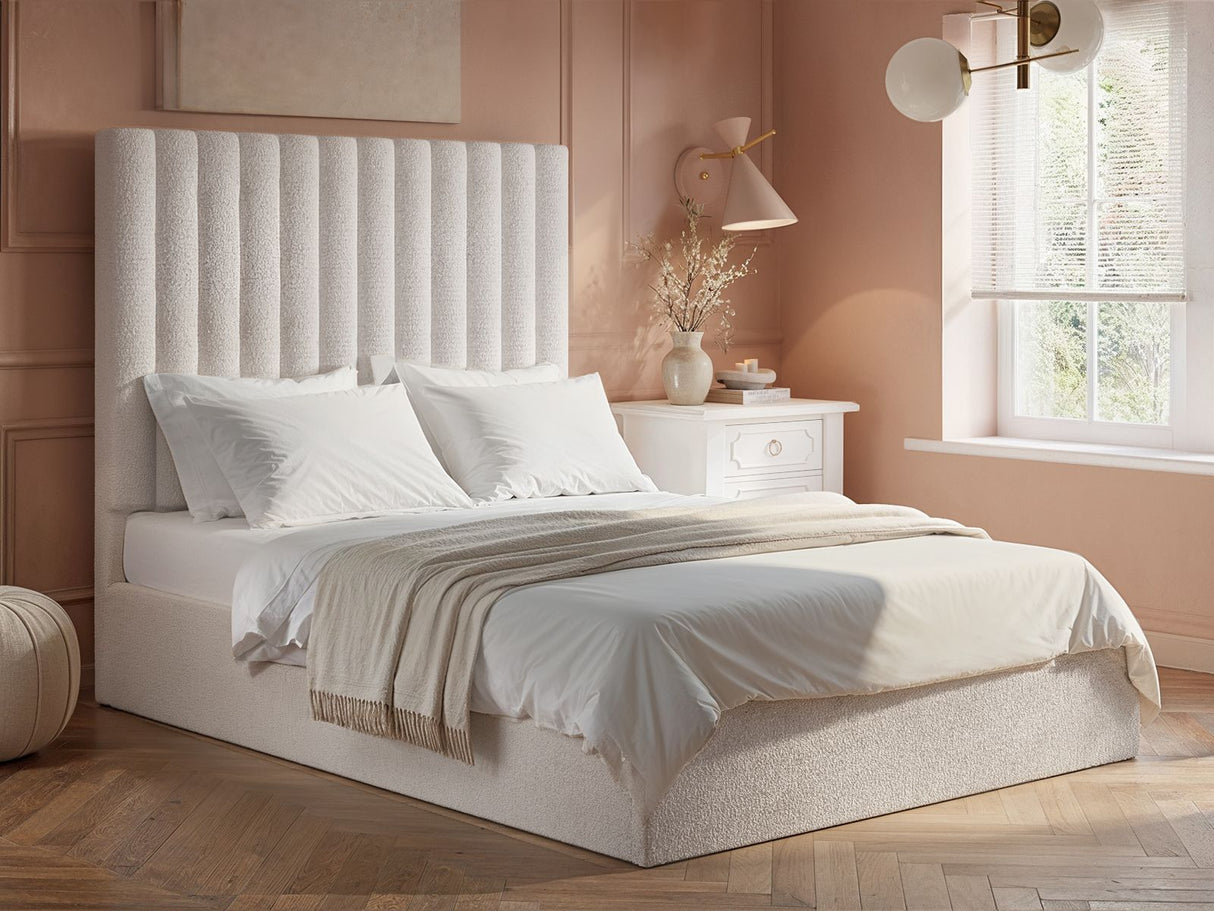 Flair Everley Double Boucle Ottoman Bed Cream