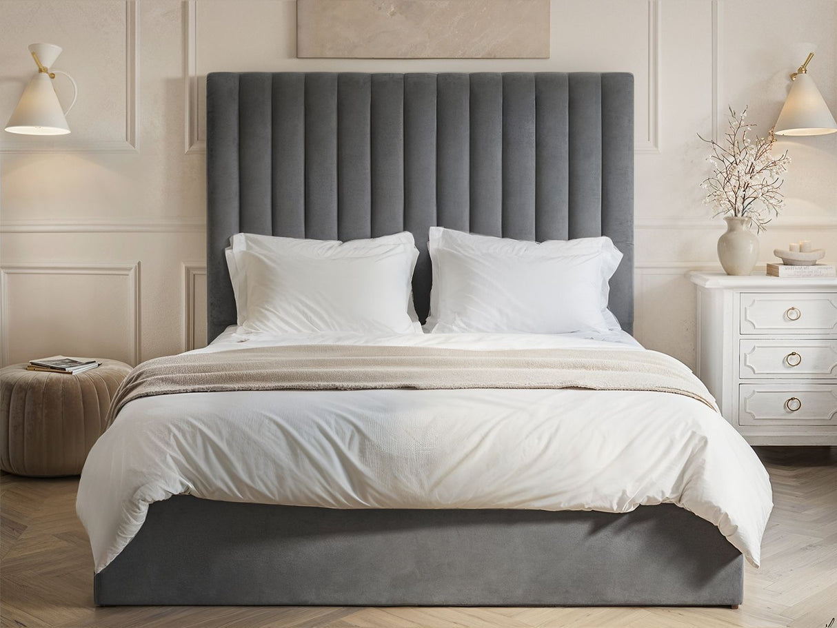 Flair Everley Kingsize Ottoman Bed Grey Velvet