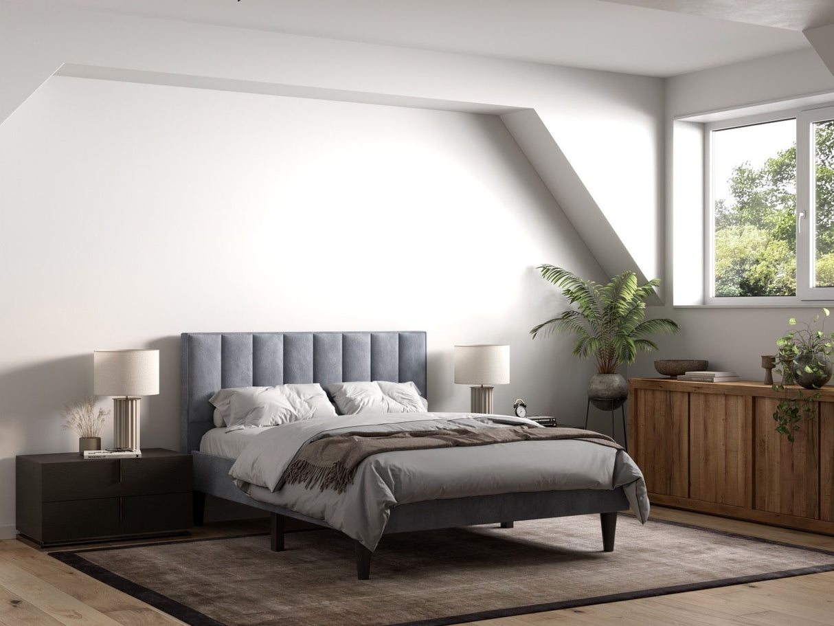 Flair Riverside Double Fabric Bed Grey