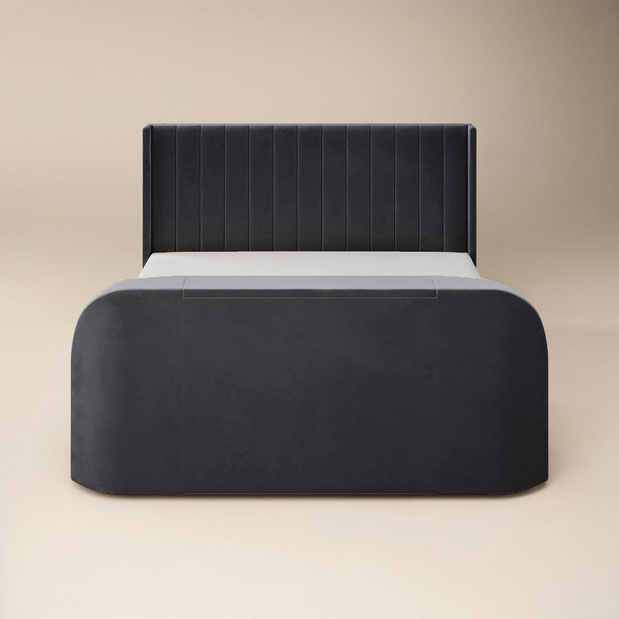 Flair Fallon TV Side Lift Ottoman Bed Charcoal Velvet SuperKing
