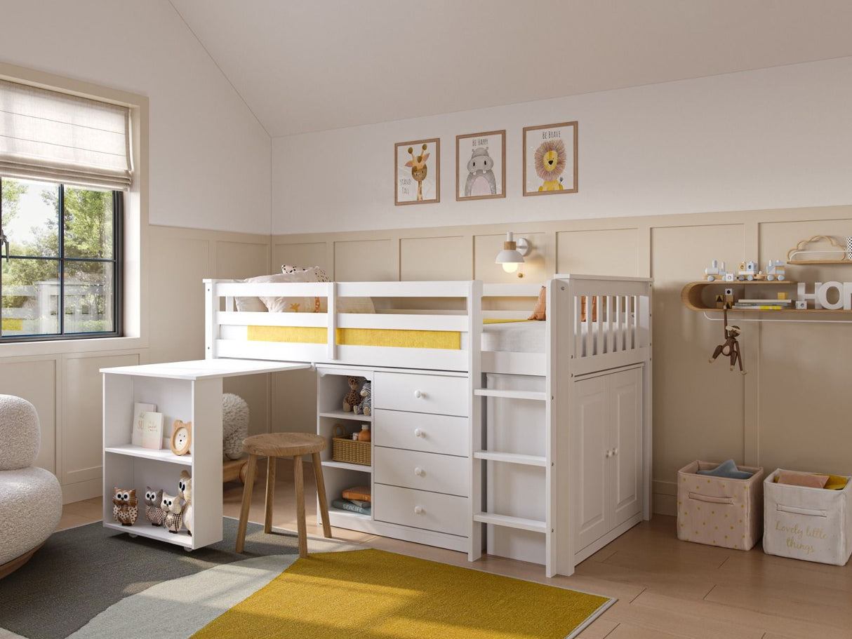 Flair Oban Single Midsleeper Cabin Bed with Desk White