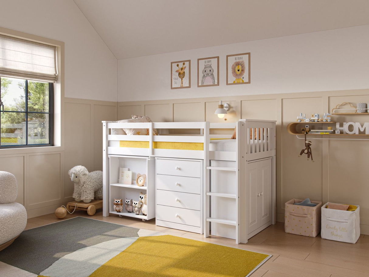 Flair Soban Shorty Cabin Bed with Desk and Storage White