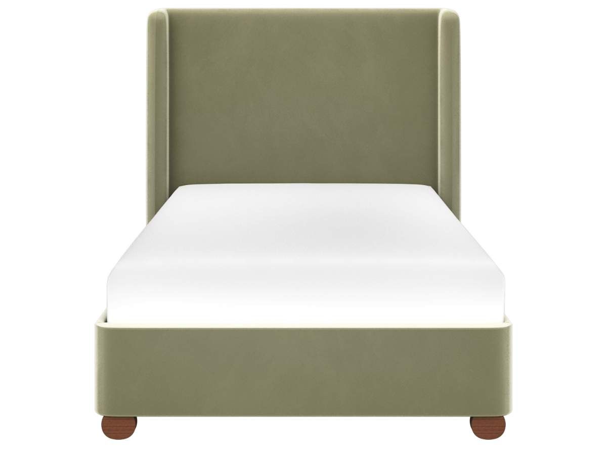 Flair Alma Single Winged Headboard Bed Olive Green Velvet