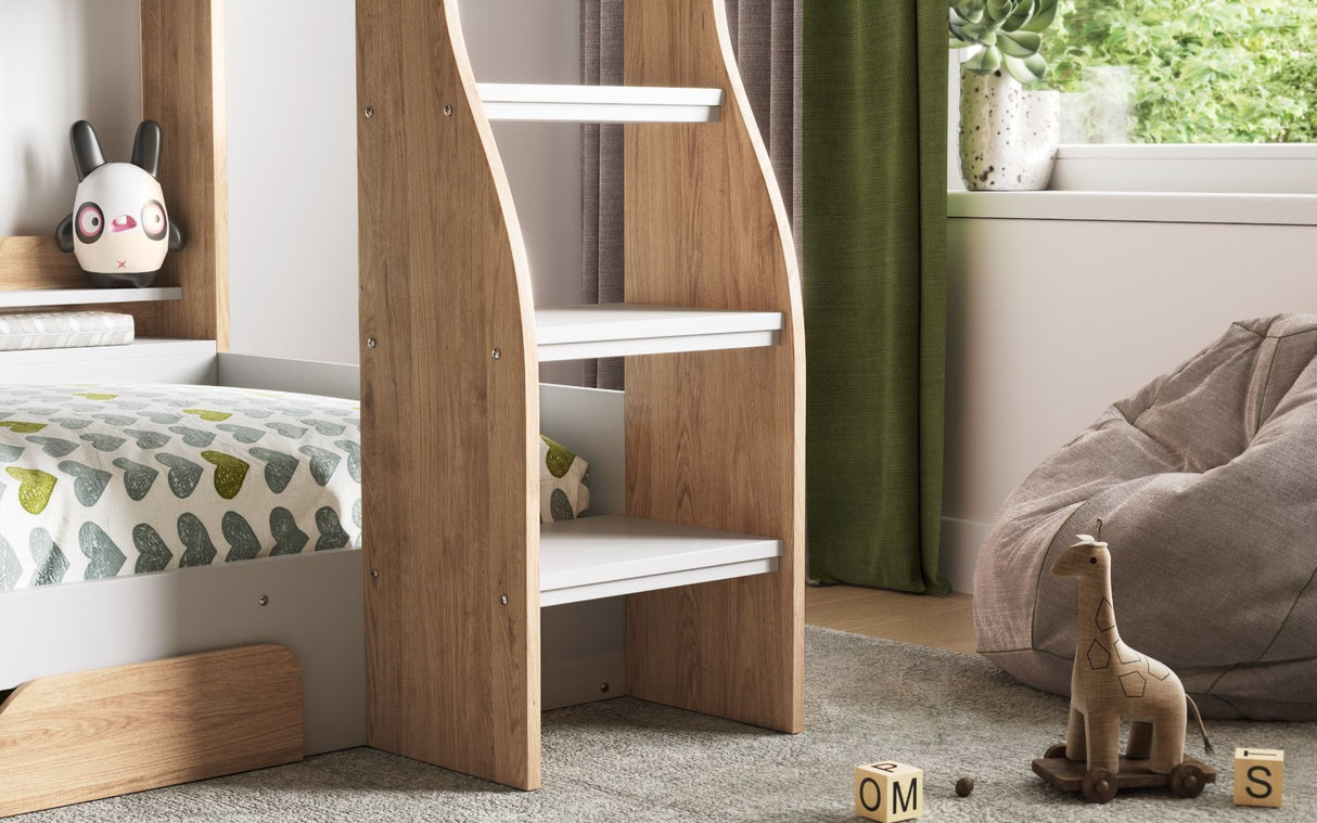 Flair Flick Storage Bunk Bed White & Oak