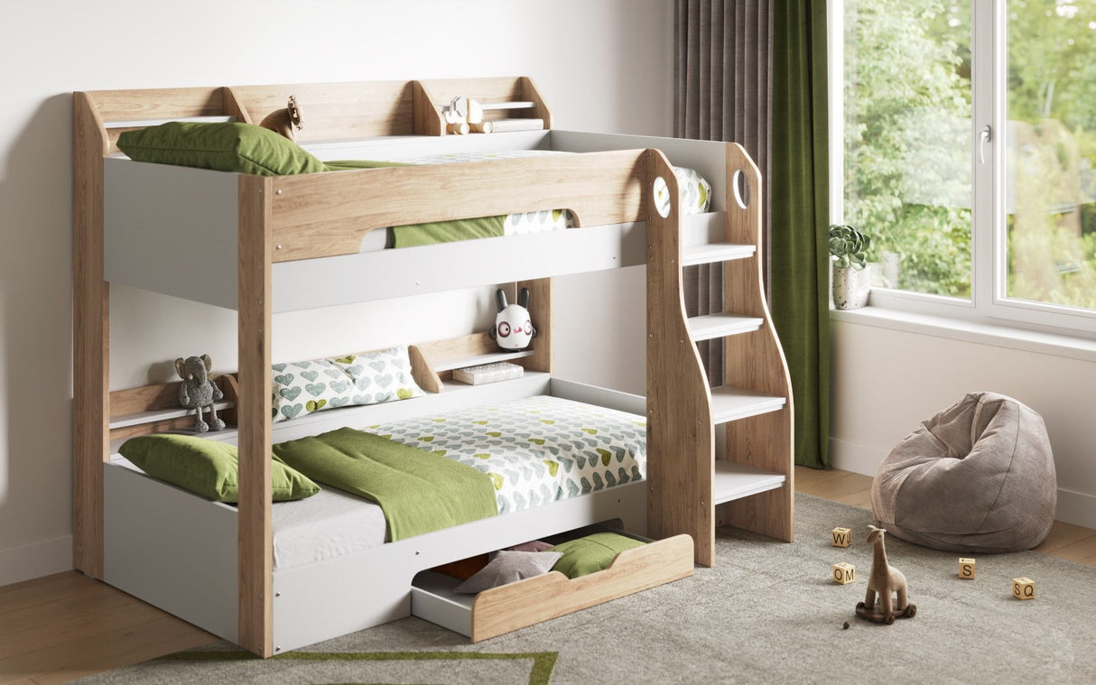 Flair Flick Storage Bunk Bed White & Oak