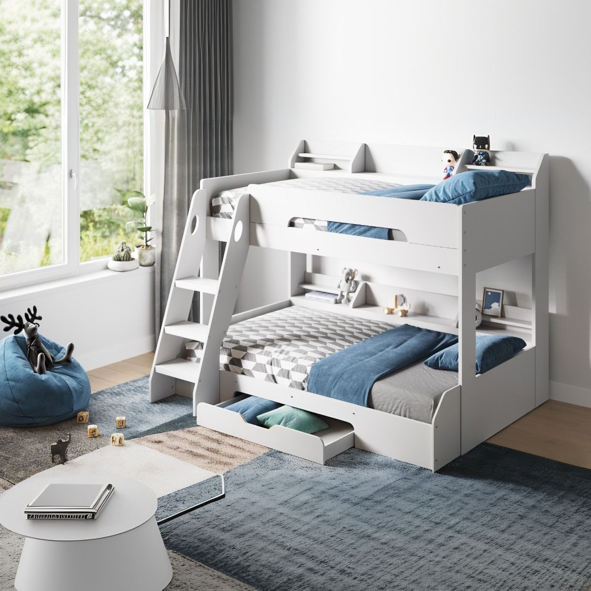 Flair Flick Triple Storage Bunk Bed White
