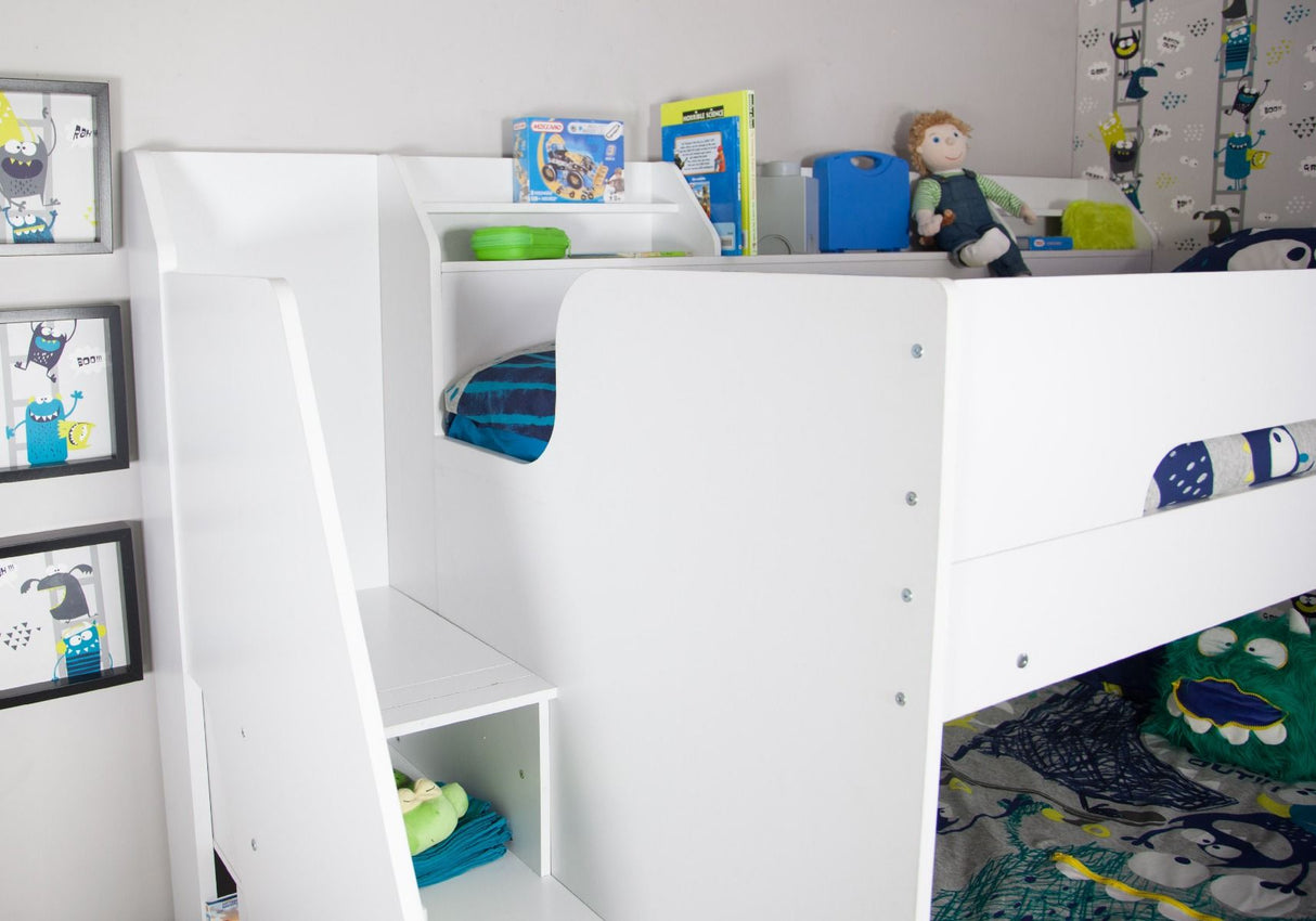 Flair Slick Staircase Bunk Bed with Storage White