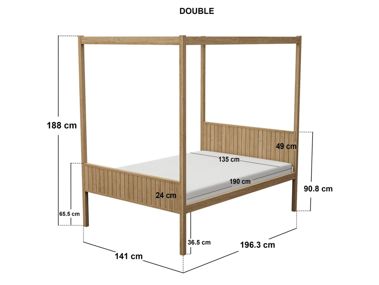 Flair Maddy 4 Poster Bed Frame Solid Pine Natural Double