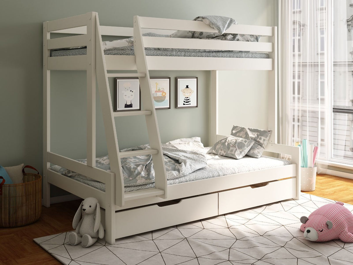 Noomi Nora Solid Wood Triple Bunk Bed White (FSC-Certified)