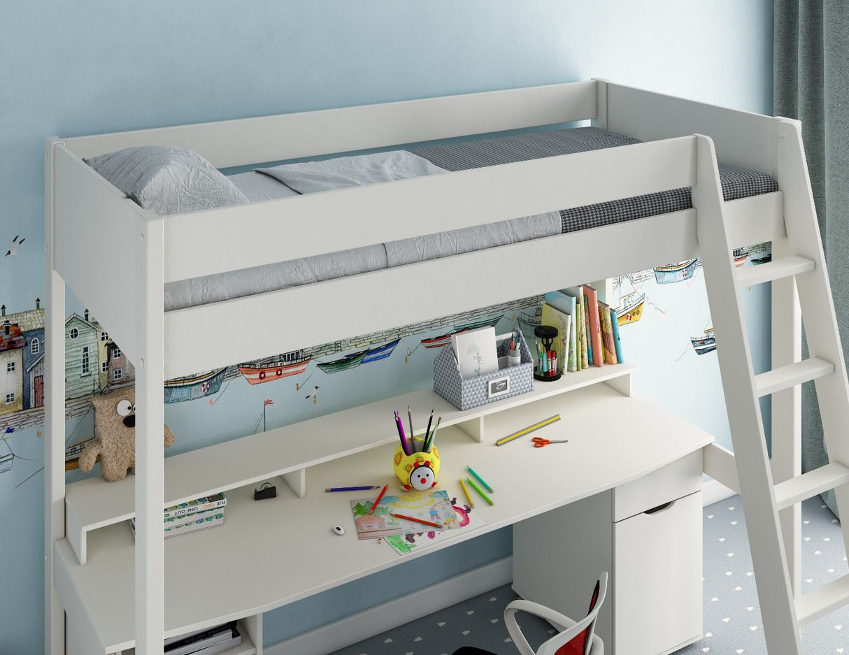 Noomi Tera Solid Wood Gaming High Sleeper White (FSC-Certified)
